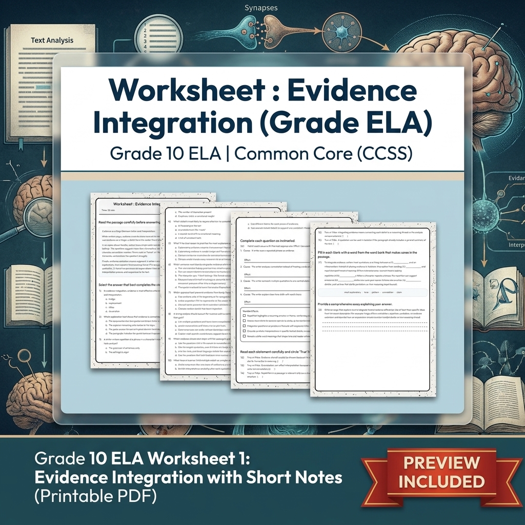 Grade 10 Source Integration & Writing Skills ELA Full-Year Bundle (CCSS) — included worksheet 19