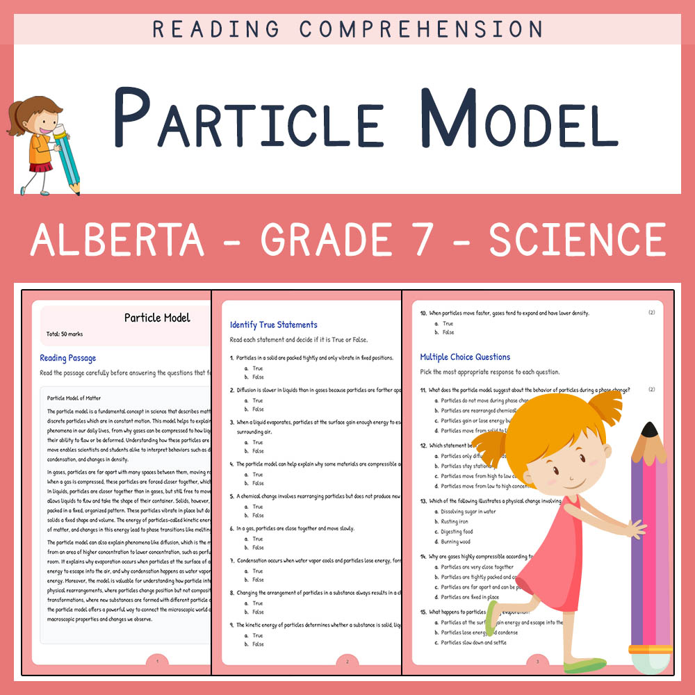 Grade 7 Science worksheet elena worksheet — Grade 7 Science | Particle Model Worksheet Elena | Alberta Standard — page 1