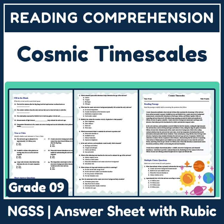 Grade 9 Science reading worksheets worksheet — Grade 9 Science | Cosmic Timescales Reading Worksheet & Answer Key (PDF) —…