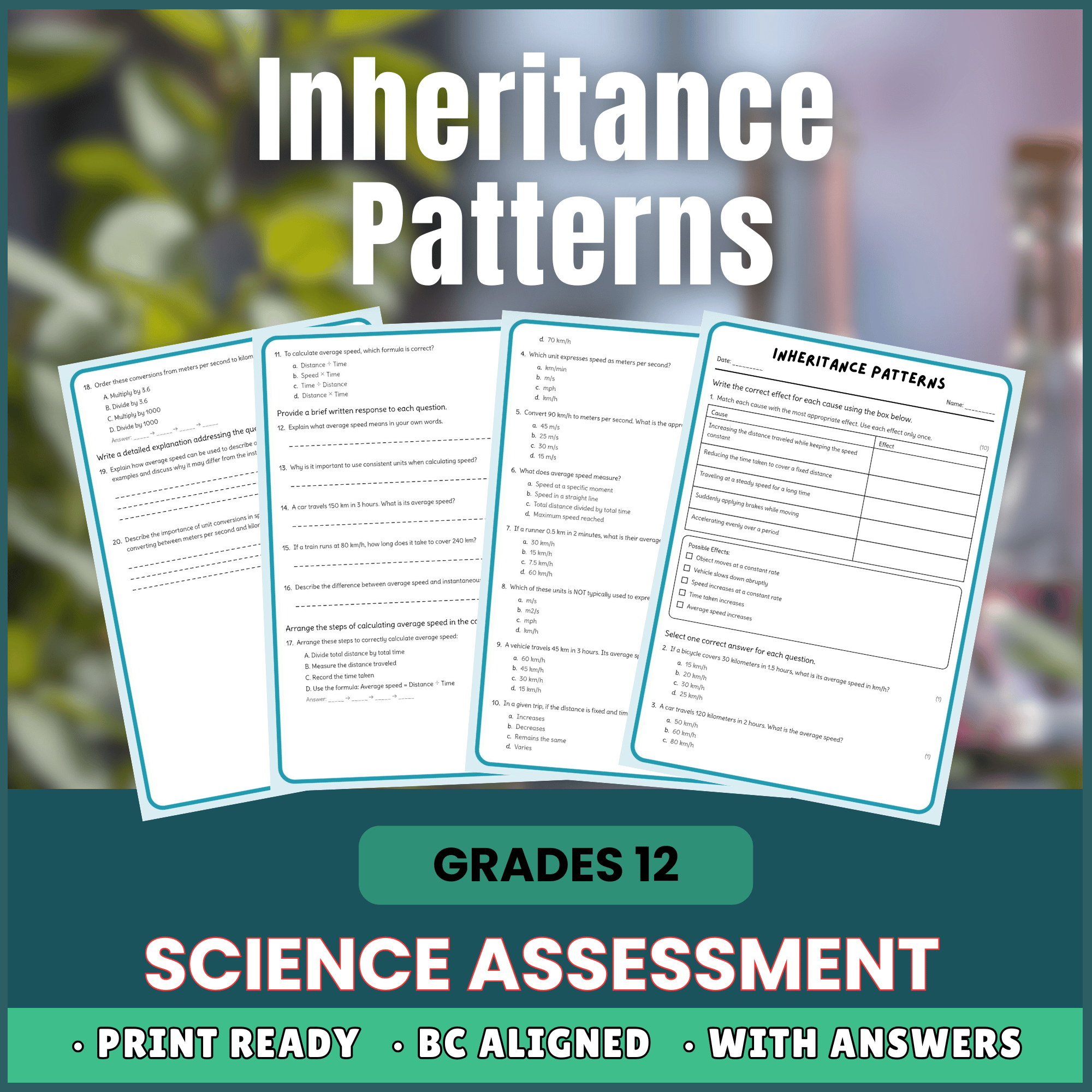 Grade 12 Science | Inheritance Patterns Worksheet (PDF) – BC Standards