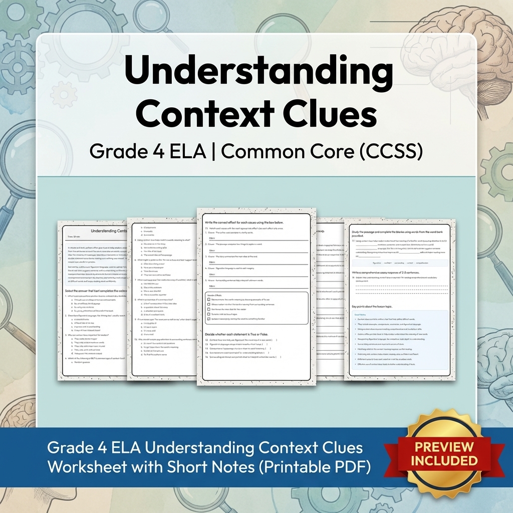 Grade 4 Text Evidence, Language & Writing ELA Full-Year Bundle: CCSS — included worksheet 14