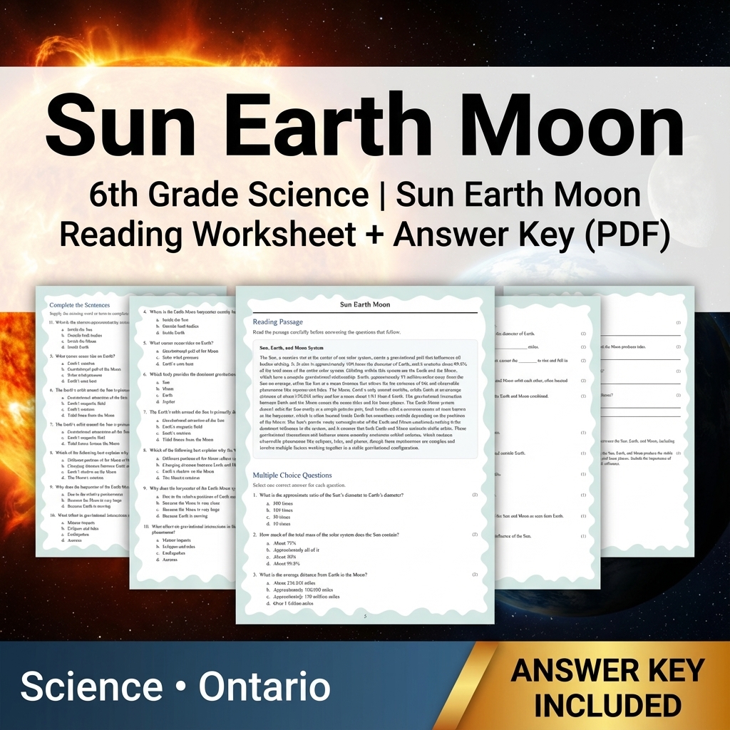 Grade 6 Science Unit | Solar System, Satellites & Celestial Mechanics Worksheet — included worksheet 1