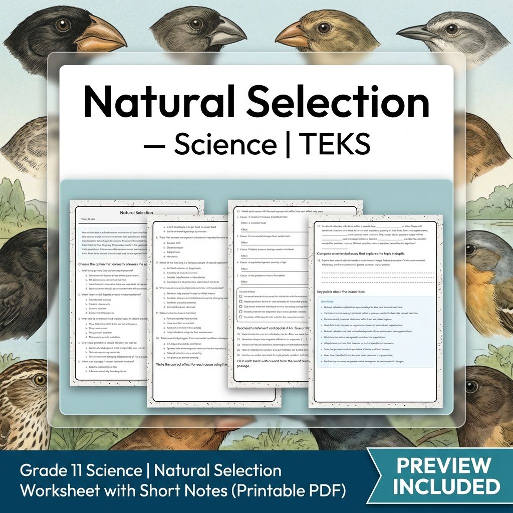 Grade 11 Science Worksheet Bundle | Genetics, Evolution & Human Body (PDF) — included worksheet 21