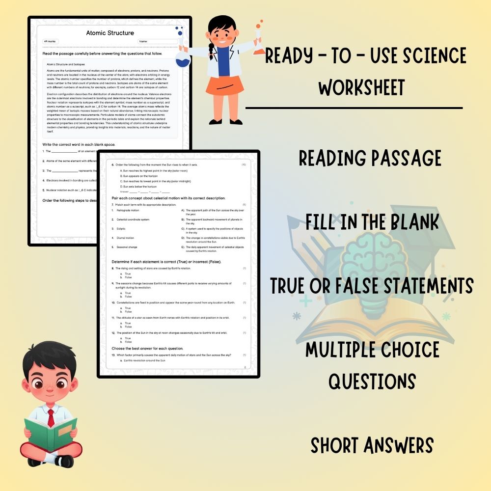 Grade 10 Science worksheet worksheet — Grade 10 Science | Atomic Structure Worksheet (PDF) for Ontario Standards — page 2