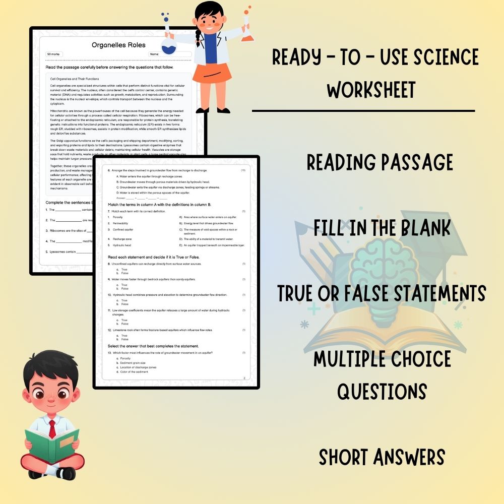 Grade 8 Science worksheet worksheet — Grade 8 Science | Organelles Roles Worksheet (PDF ) - Ontario Standards — page 2
