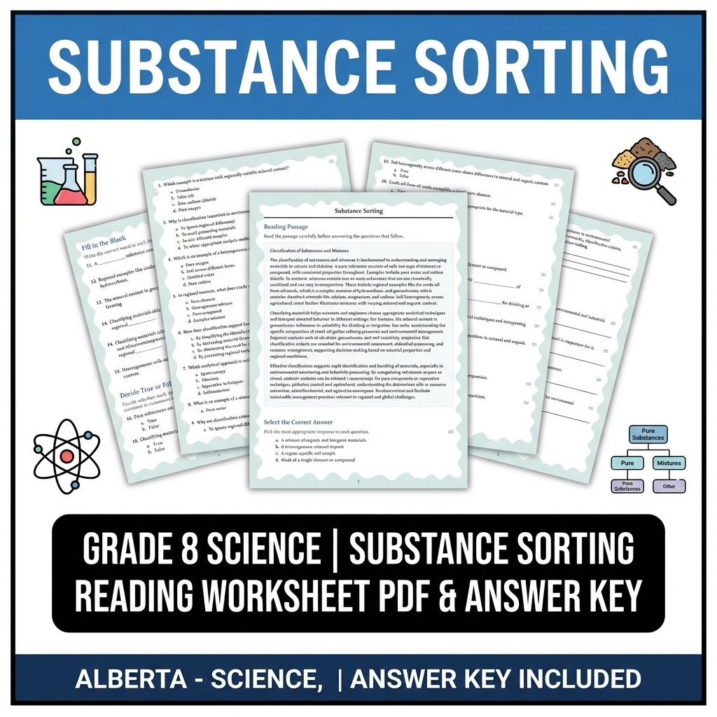 Grade 8 Science | Substance Sorting Reading Worksheet PDF & Answer Key