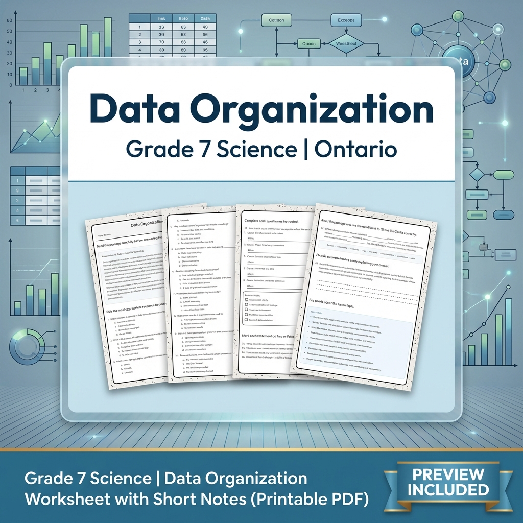 Grade 7 Science Lesson Group Bundle – Ontario Framework Worksheets — included worksheet 8