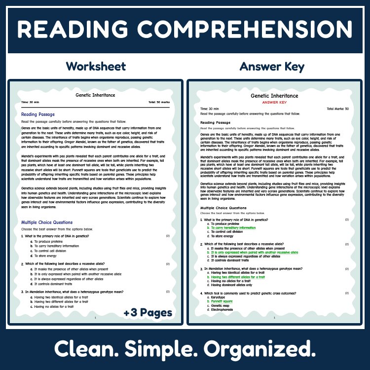Science reading worksheets worksheet — 7th Grade Science | Genetic Inheritance Reading Worksheets (Answer Key) — page 2