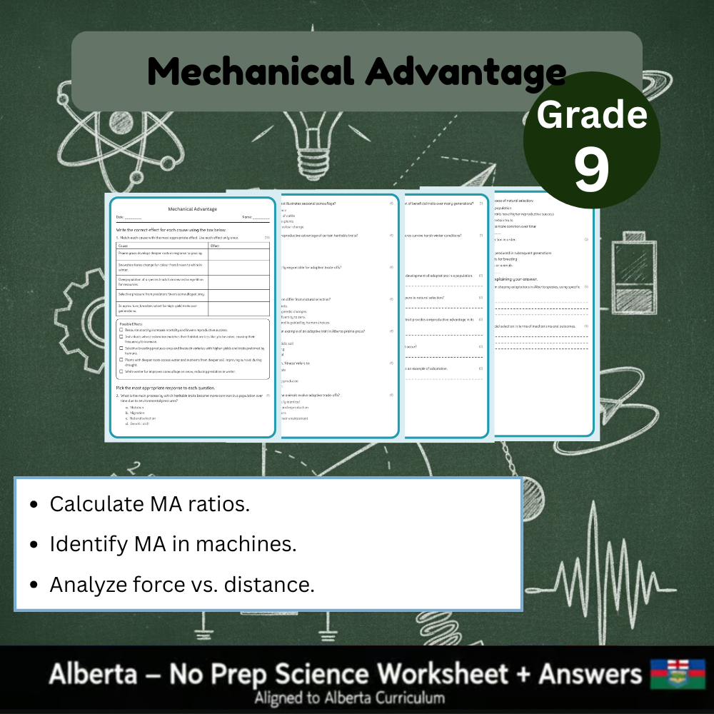 Grade 9 Science Worksheet Bundle | Genetics, Chemistry & Physics Concepts — included worksheet 19
