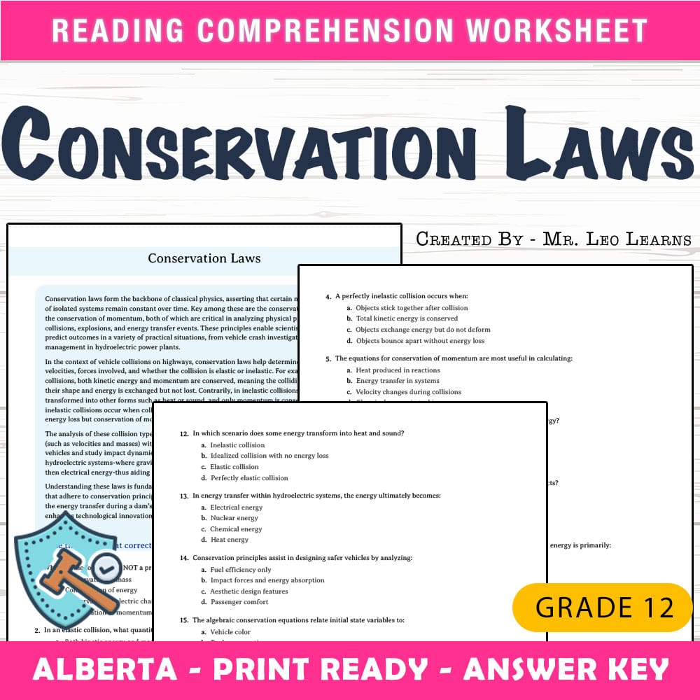 Grade 12 Science worksheet mcq paper worksheet — Grade 12 Science — Worksheet MCQ Paper for Mastering Conservation Laws —…
