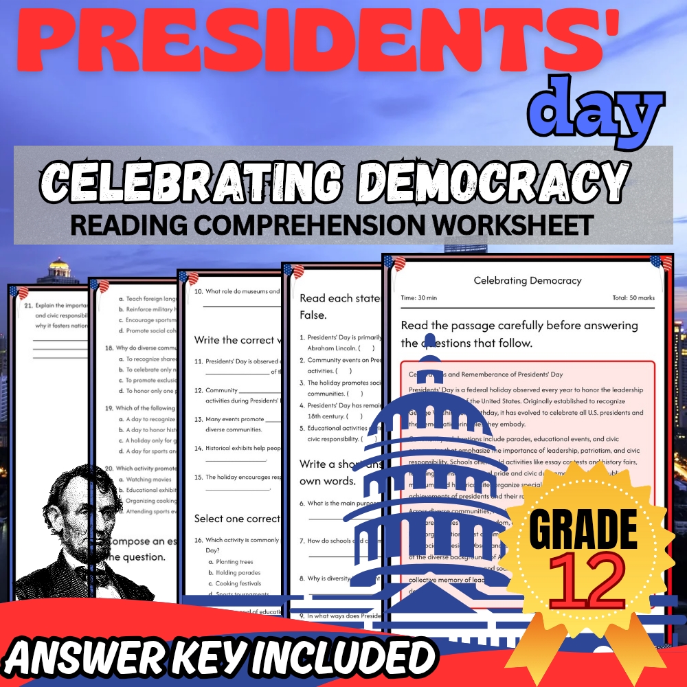 Grade 12 Holiday President Day for Mastering Civic Knowledge | PDF + Answer Key