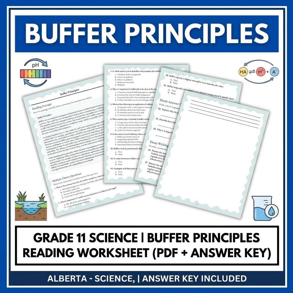 Grade 11 Science | Buffer Principles Reading Worksheet (PDF + Answer Key)