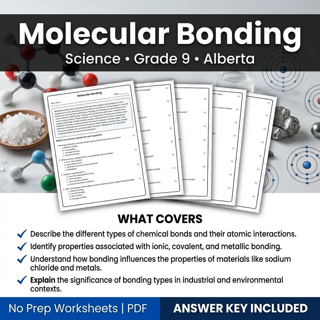 Molecular Bonding Worksheet for Grade 9 Science – Alberta Standards