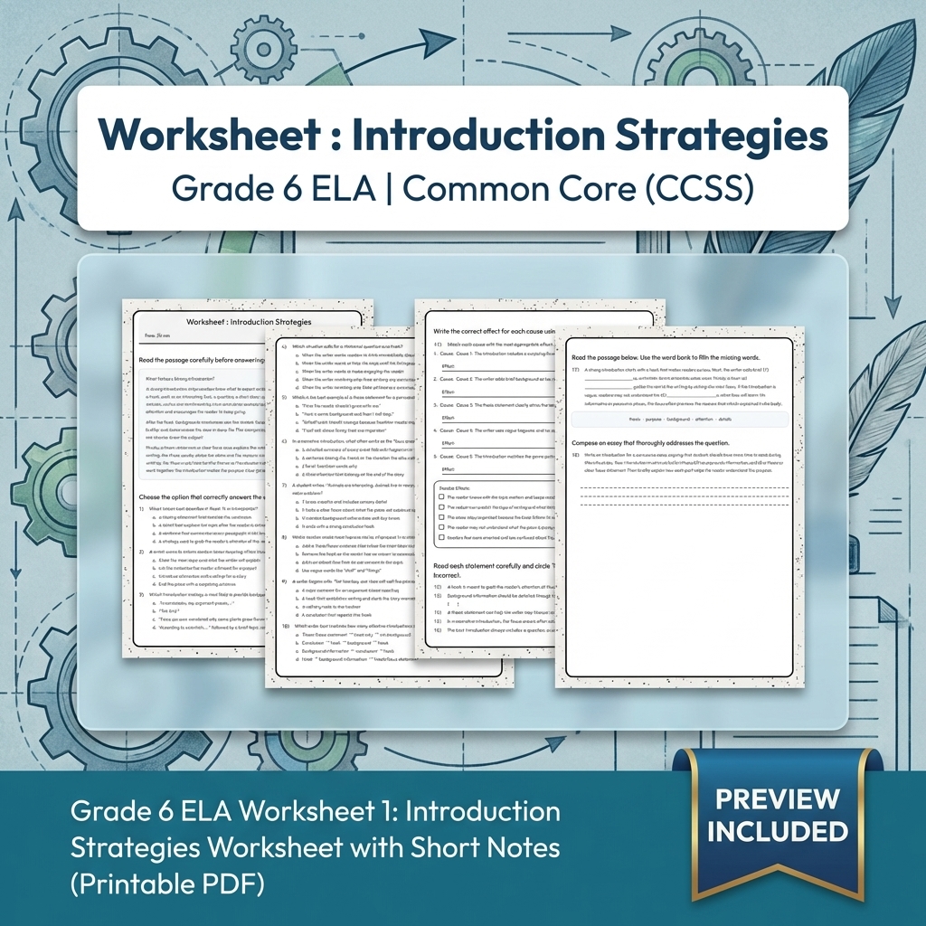Grade 6 ELA Reading, Writing, & Grammar Full-Year Bundle (Common Core CCSS) — included worksheet 12