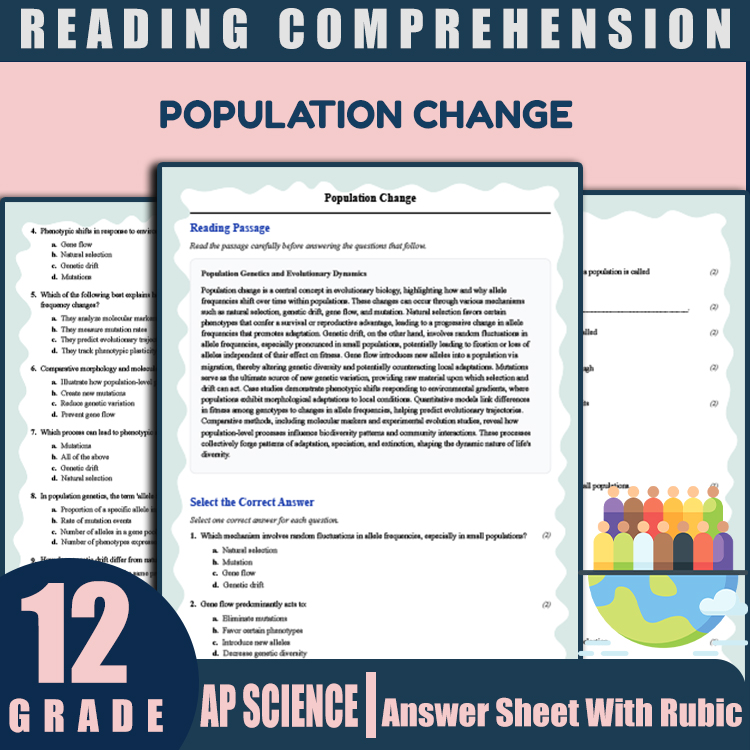 Grade 12 Science reading worksheets worksheet — Grade 12 Science | Population Change Reading Worksheet (PDF + Rubric) — pa…