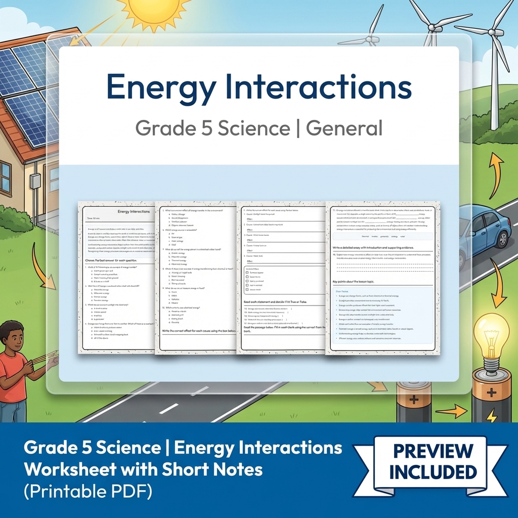 Grade 5 Science Lesson Bundle | Energy, Matter, Motion, and Electricity — included worksheet 7