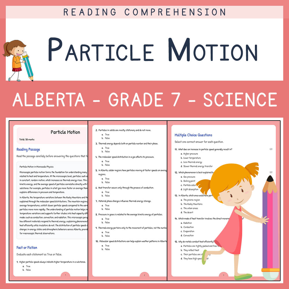 Grade 7 Science worksheet elena worksheet — Grade 7 Science | Particle Motion Worksheet |  Alberta Standards — page 1