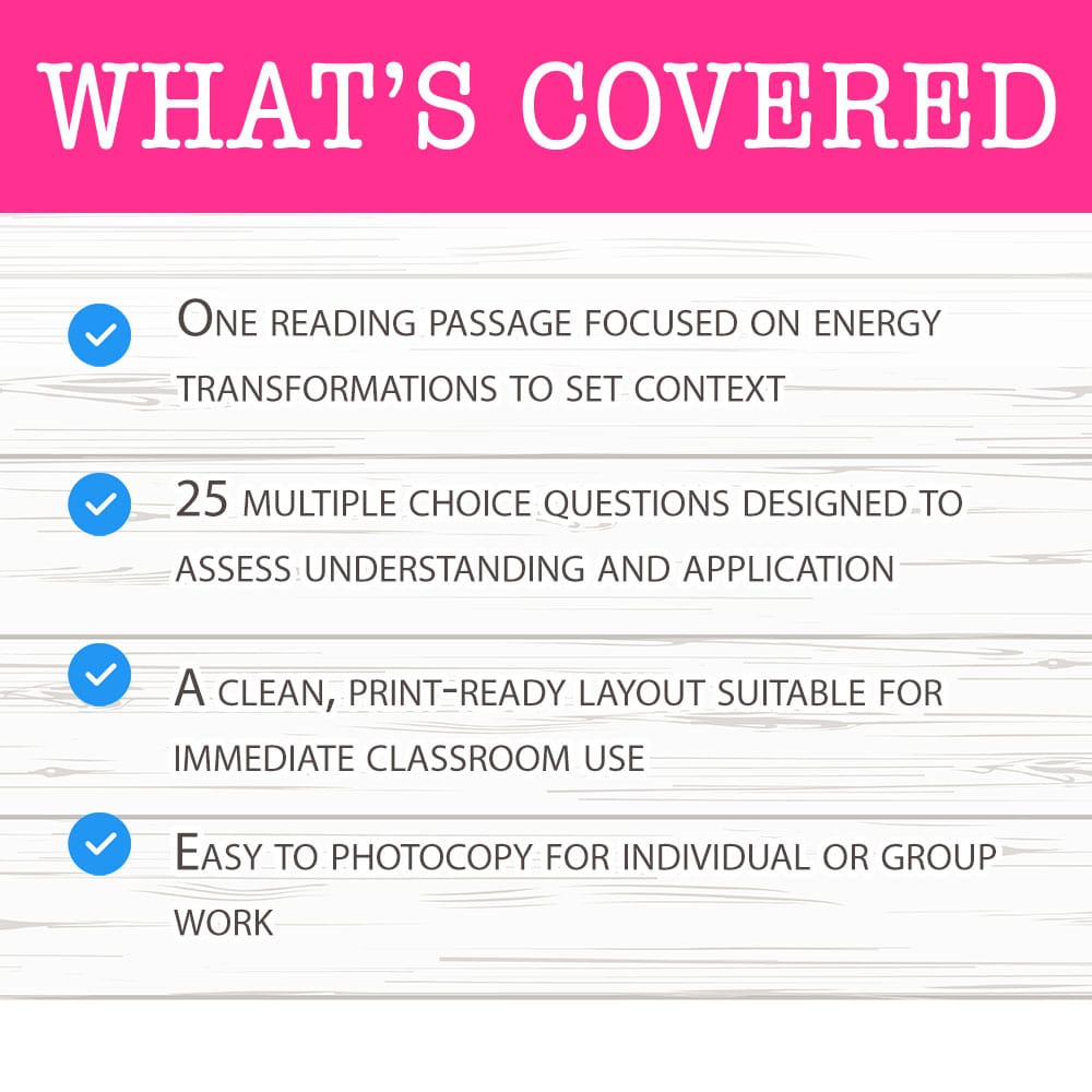 Grade 8 Science worksheet mcq paper worksheet — Grade 8 Science — Worksheet MCQ Paper for Mastering Energy Transformations…