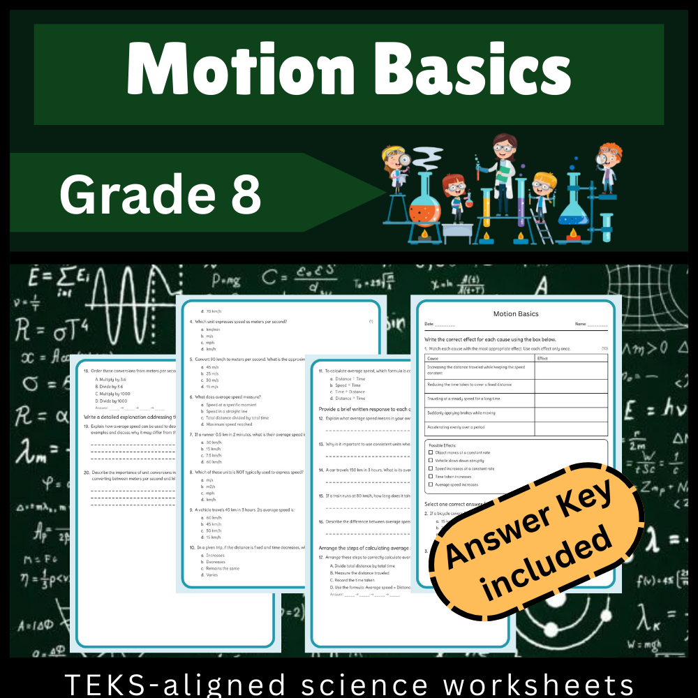 Grade 8 Science Worksheet Bundle | Ecosystems, Matter, Motion & More (TEKS Aligned) — included worksheet 22