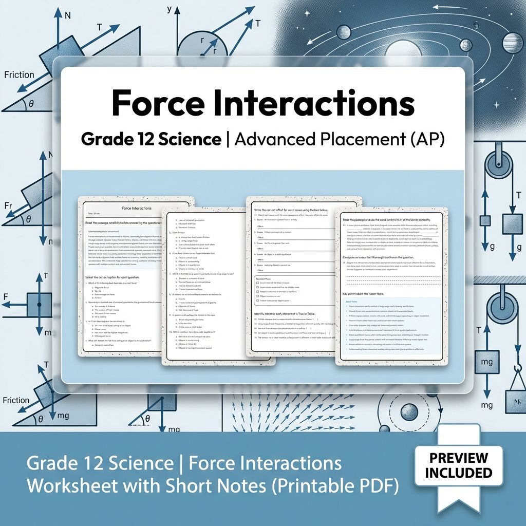 Grade 12 Science Worksheet Bundle – Physics & Biology Topics (PDF Collection) — included worksheet 23