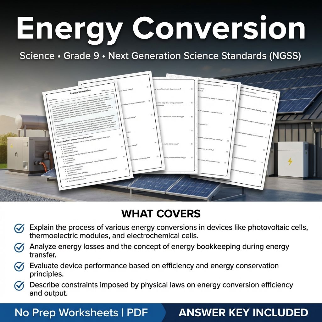 Grade 9 Science Worksheet Bundle | Physics, Biology, Earth & Energy Topics — included worksheet 20
