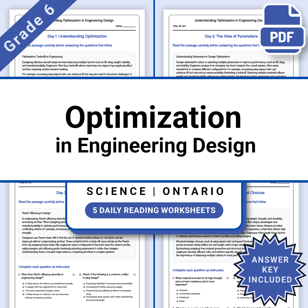 Grade 6 Science Flight Lesson Bundle | Ontario Framework — included worksheet 5