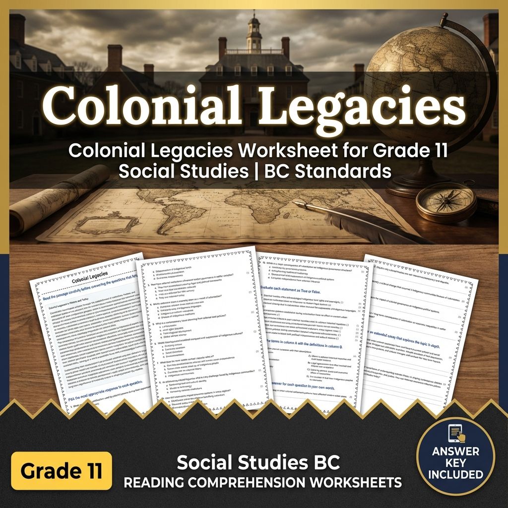 Colonial Legacies Worksheet for Grade 11 Social Studies | BC Standards
