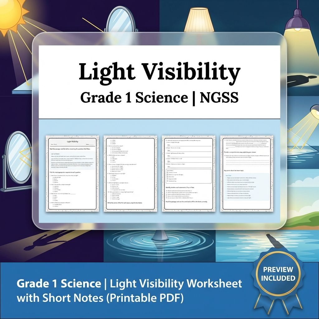 Grade 1 Science | Light Visibility Worksheet with Short Notes (Printable PDF)
