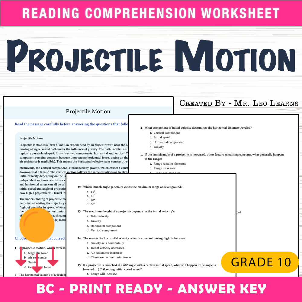 Grade 10 Science worksheet mcq paper worksheet — Grade 10 Science — Worksheet MCQ Paper for Mastering Projectile Motion —…