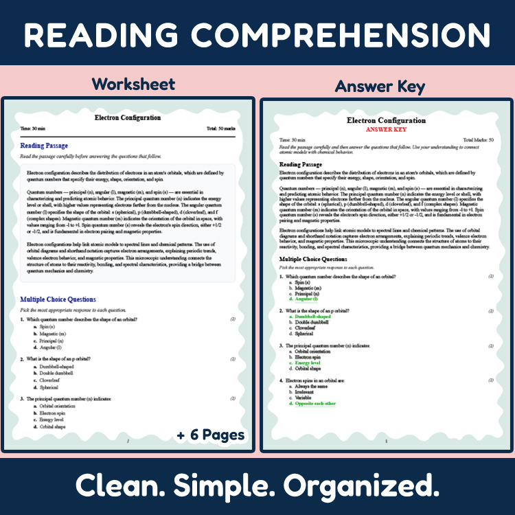 Grade 10 Science reading worksheets worksheet — 10th Grade Science | Electron Configuration Reading Worksheet (PDF + Answe…