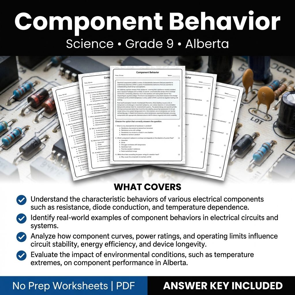 Component Behavior Worksheet for Grade 9 Science | Alberta Standards
