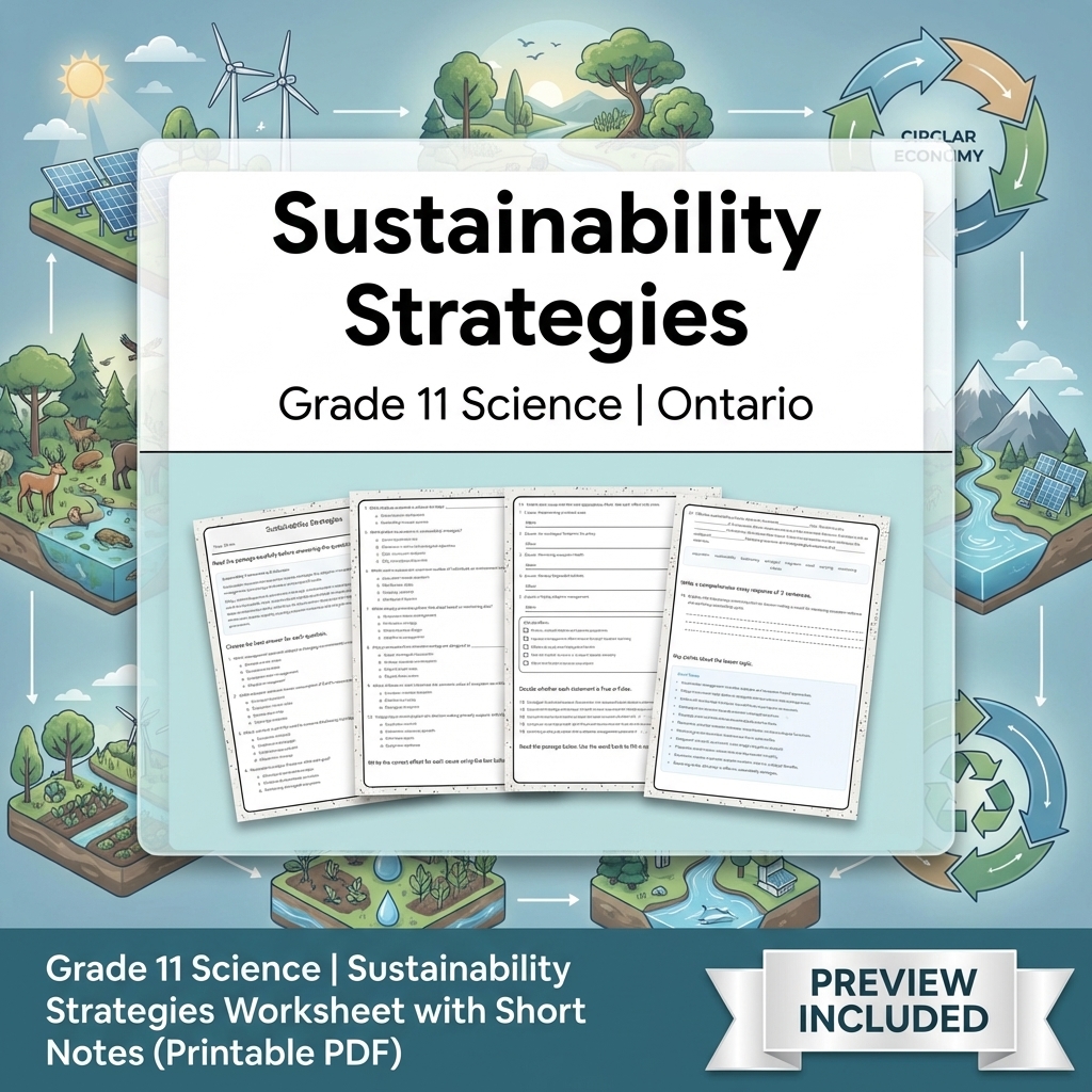 Grade 11 Science Lesson Group Bundle – Ontario Ecosystems & Sustainability — included worksheet 4