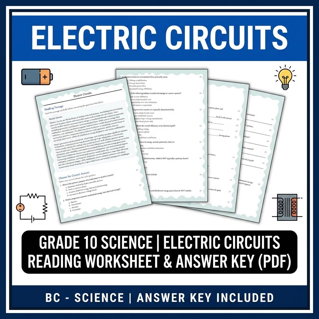 Grade 10 Science | Electric Circuits Reading Worksheet & Answer Key (PDF)