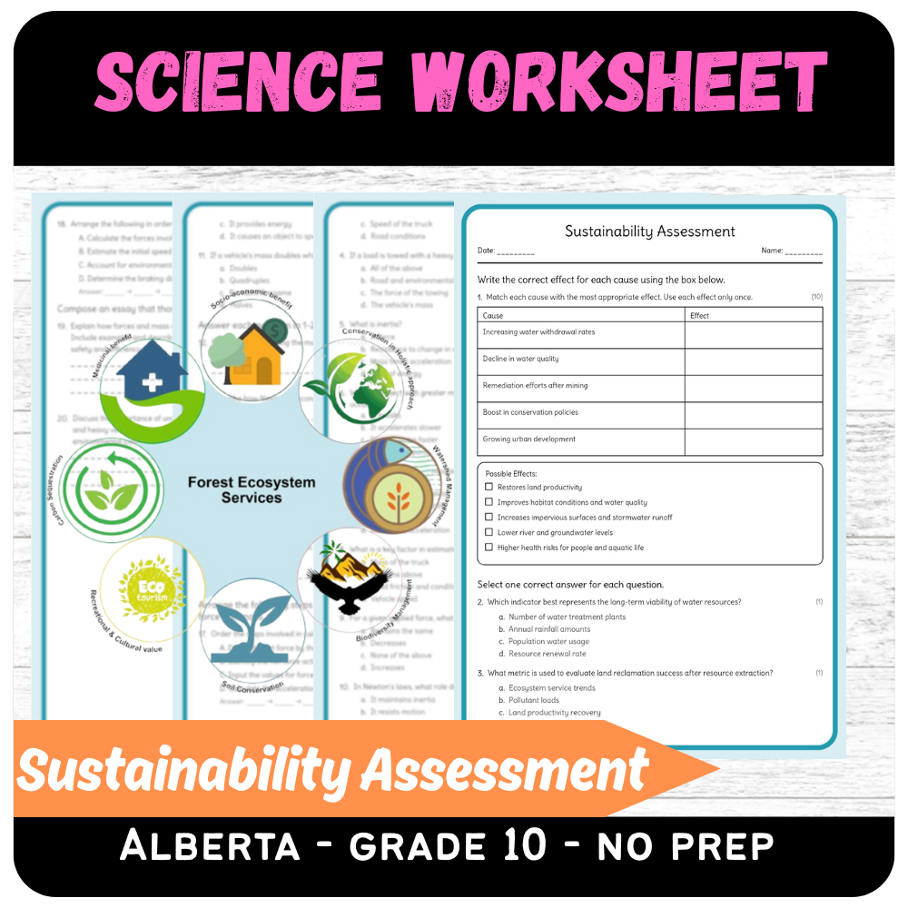 Grade 10 Science – Sustainability Assessment Worksheet (PDF) – Alberta Standards