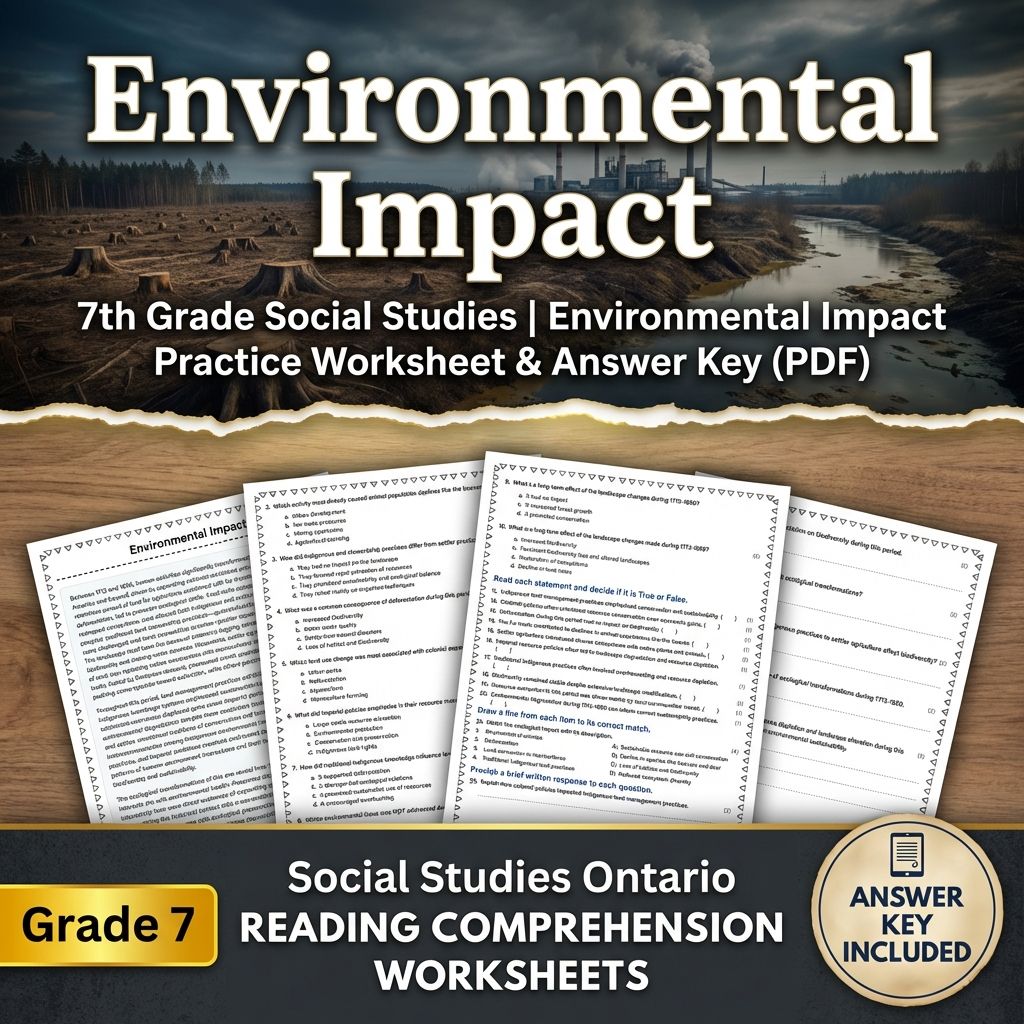 7th Grade Social Studies | Environmental Impact Practice Worksheet & Answer Key 