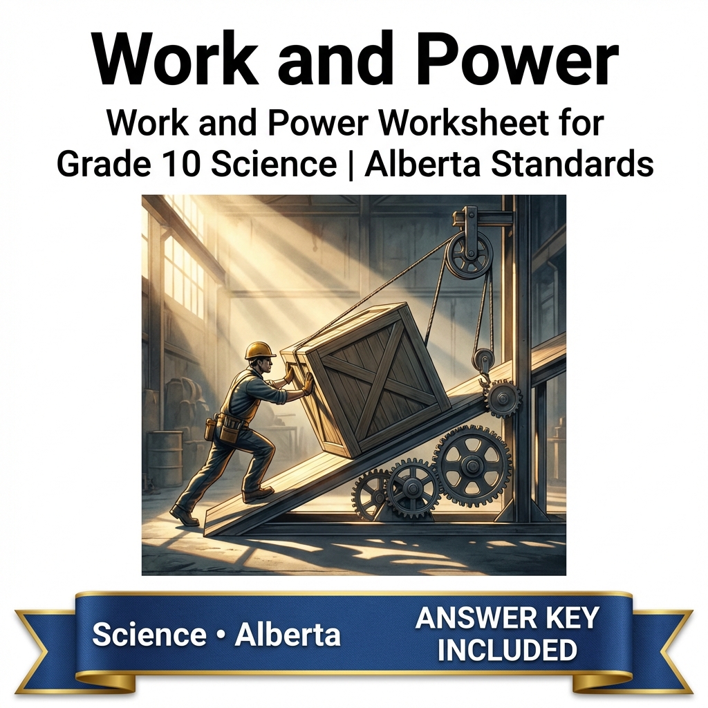 Grade 10 Science worksheet — Work and Power Worksheet for Grade 10 Science | Alberta Standards