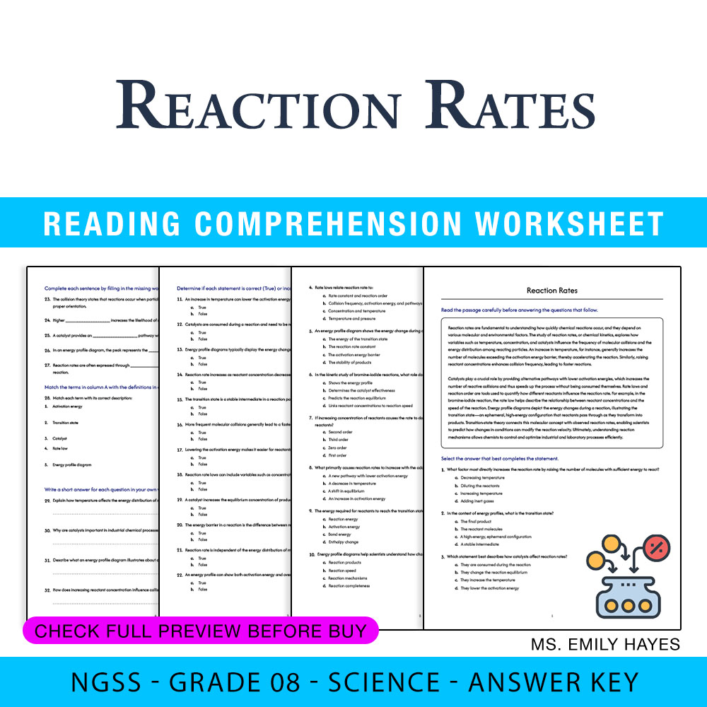 9th Grade Science | Reaction Rates Worksheet (PDF+ Answer Key)