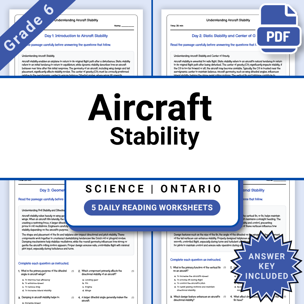 Grade 6 Science Flight Lesson Bundle | Ontario Framework — included worksheet 6