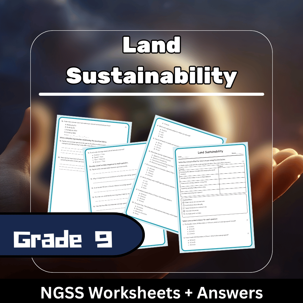 Grade 9 Science | Land Sustainability NGSS Worksheet (Answer Key) PDF