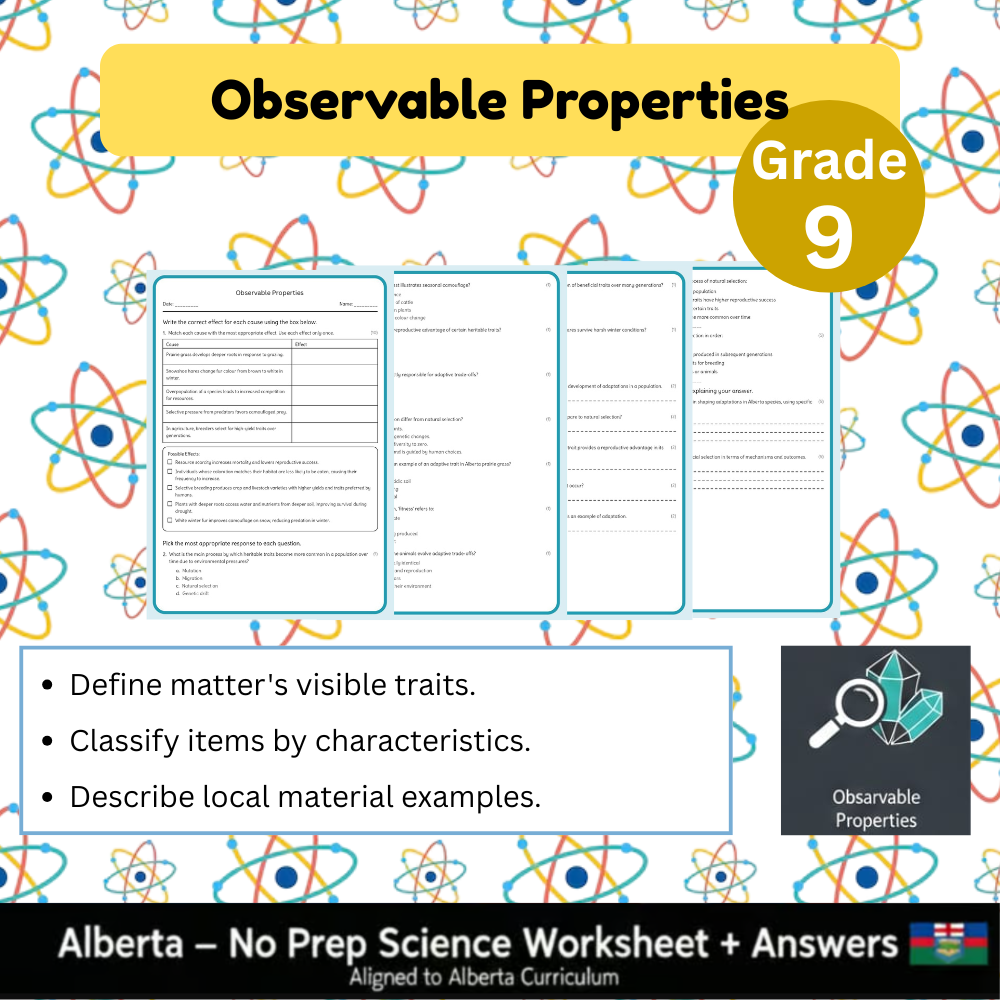 Grade 9 Science Worksheet Bundle | Genetics, Chemistry & Physics Concepts — included worksheet 20