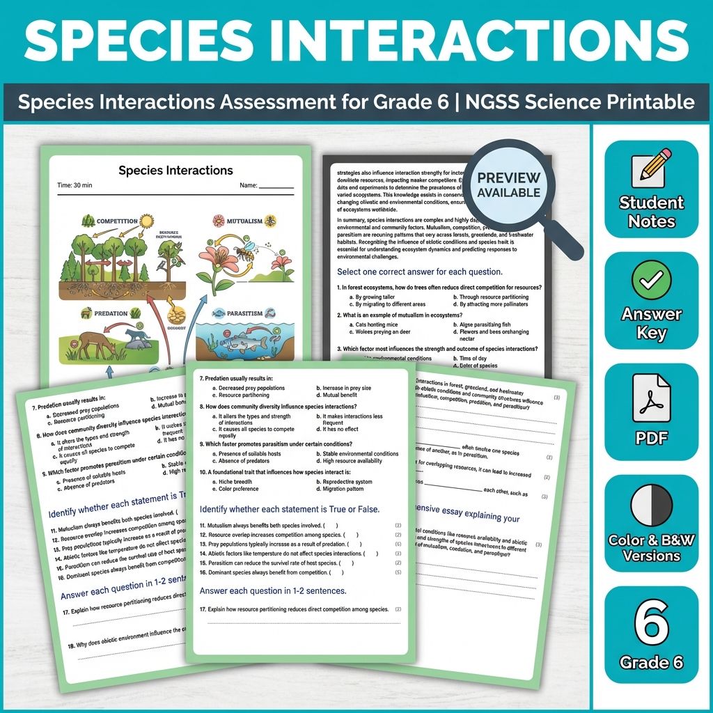 Grade 6 Science Full Year Bundle | NGSS Assessment Resources (Printable) — included worksheet 12