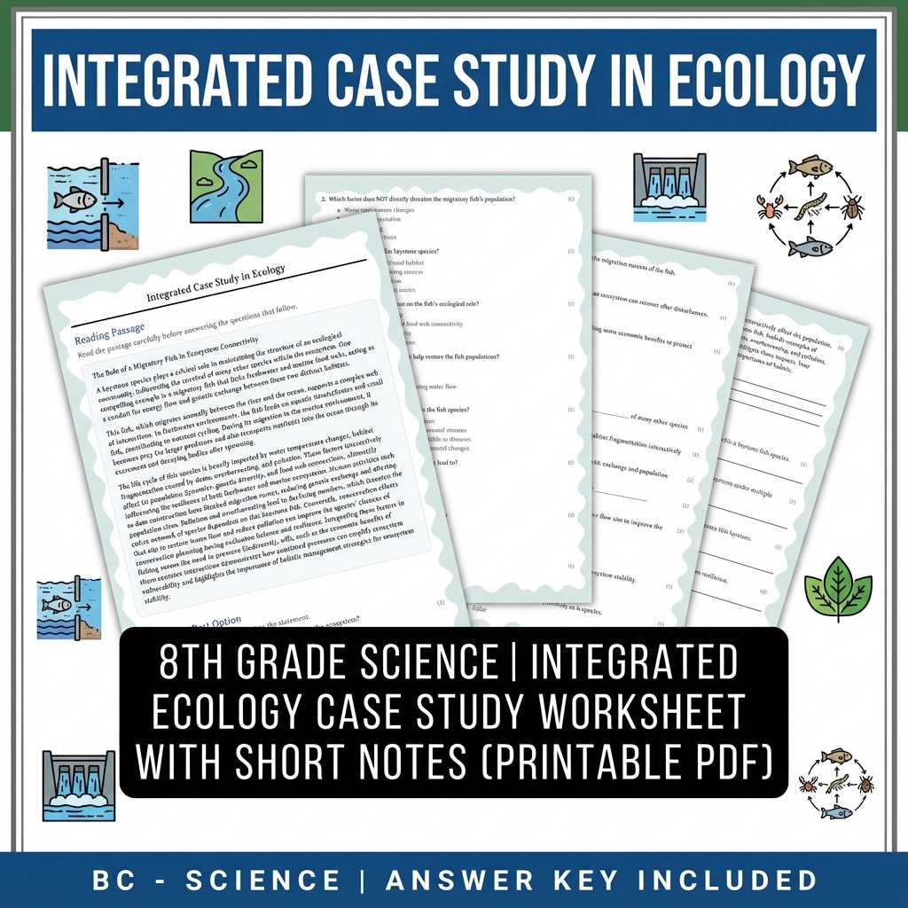 Grade 8 Science | Integrated Ecology Case Study Worksheet (PDF + Answer Key)