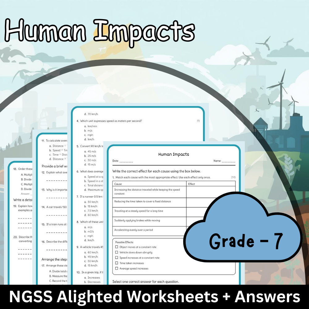 7th Grade Science | Human Impacts Worksheet (PDF) Aligned with NGSS