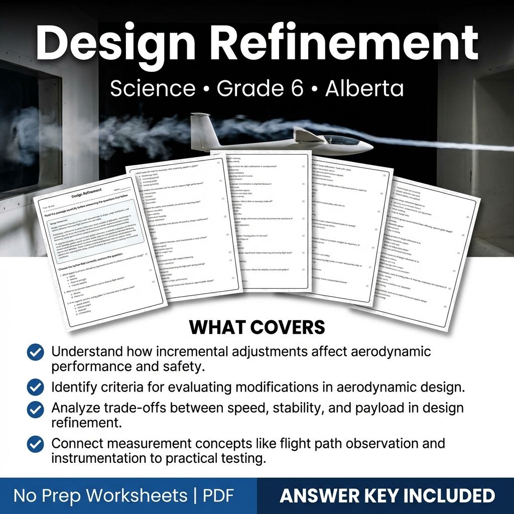 Design Refinement Worksheet for Grade 6 Science | Alberta Standards Practice