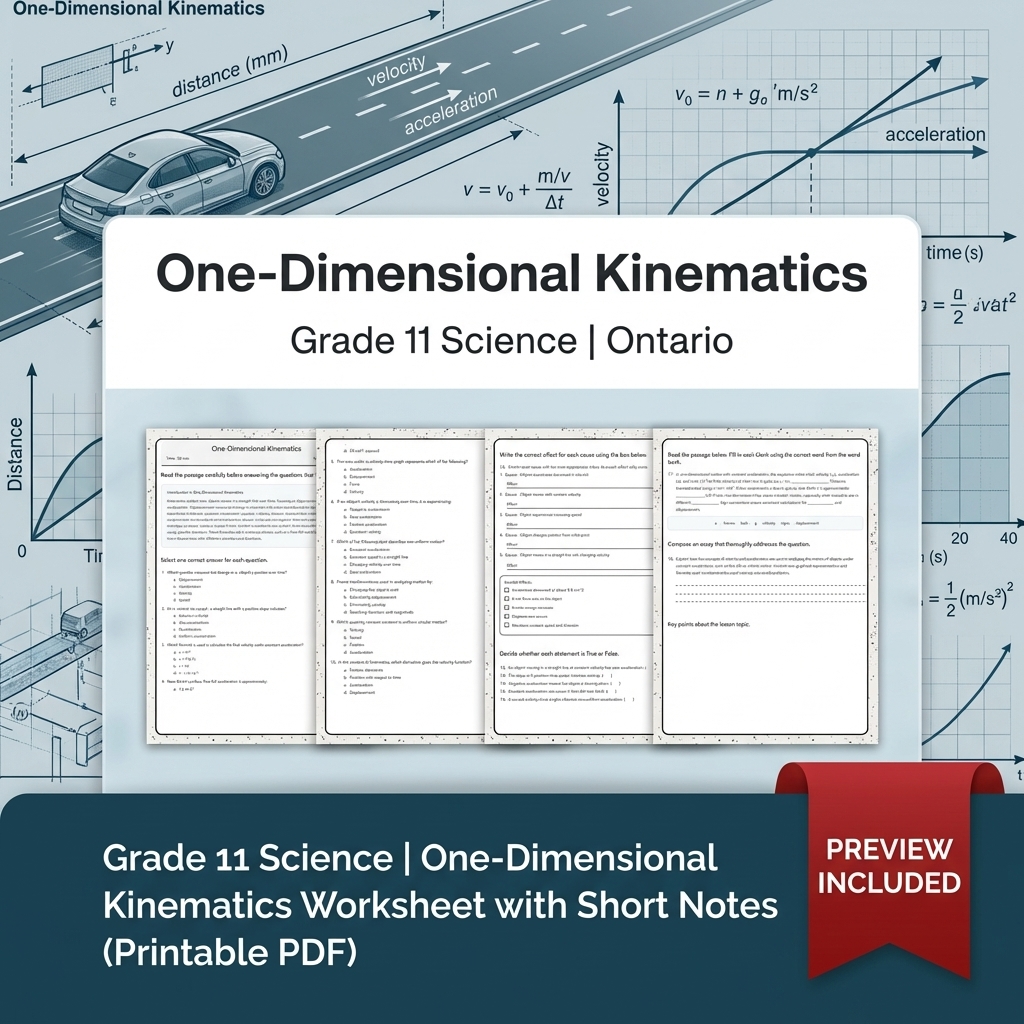 Grade 11 Science Lesson Bundle: Motion, Energy, Waves & Circuits – Ontario — included worksheet 7