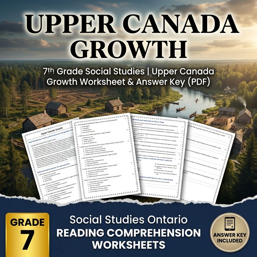 7th Grade Social Studies | Upper Canada Growth Worksheet & Answer Key (PDF)
