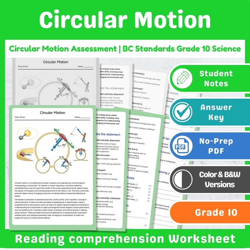 Grade 10 Science Assessment Mini Bundle – Forces, Motion & Energy Standards — included worksheet 7