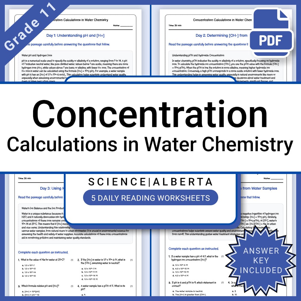 Grade 11 Science Lesson Bundle on Acids, Bases, and Titration | Alberta Framework — included worksheet 7