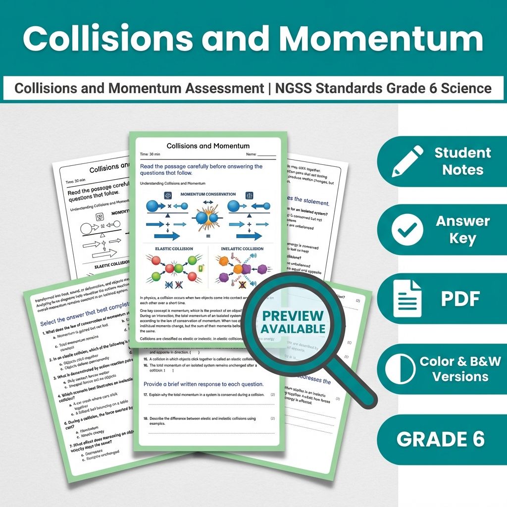 Grade 6 Science Full Year Bundle | NGSS Assessment Resources (Printable) — included worksheet 13