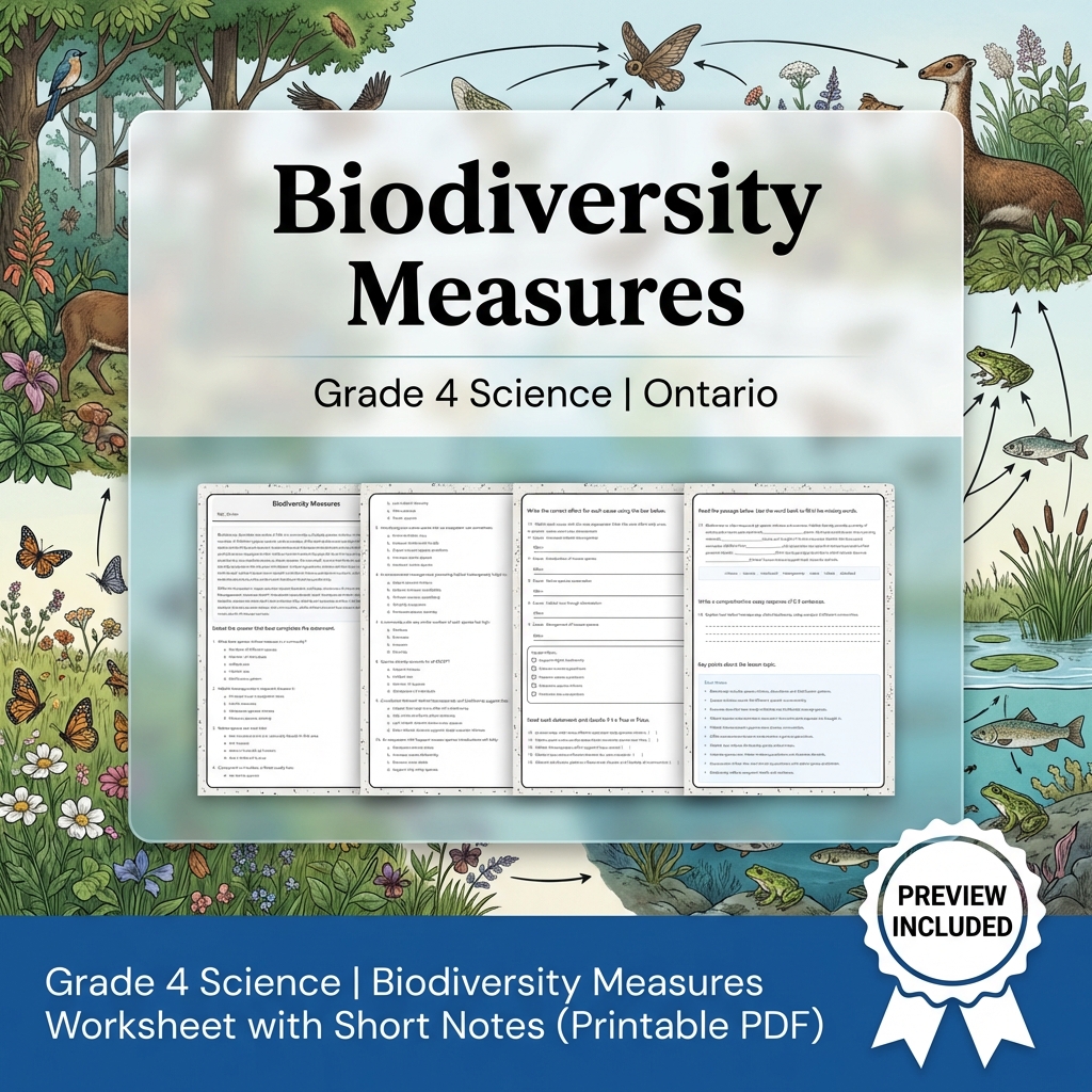 Grade 4 Science Lesson Group Bundle – Ontario Framework Units — included worksheet 3
